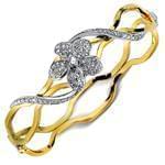 دستبند النگویی طلا زرد و سفید با نگین برلیان مدل: bng1011