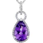 آویز طلای سفید با نگین آمتیس و برلیان مدل: npdf1103