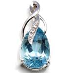 آویز طلای سفید با نگین توپاز آبی و برلیان مدل: npdf1105