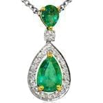 آویز طلای زرد و سفید با نگین زمرد و برلیان مدل: npdf1107