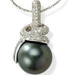 آویز طلای سفید با نگین مروارید و برلیان مدل: npdf1108