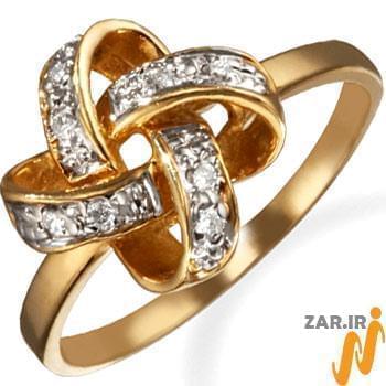 انگشتر الماس با طلای زرد طرح گل مدل: ring2016