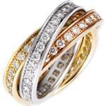 انگشتر الماس با طلای سفید و زرد و مسی طرح سه تایی مدل: ring2023