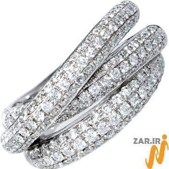 انگشتر الماس با طلای سفید طرح سه تایی مدل: ring2024