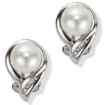 گوشواره طلا سفید با نگین مروارید و برلیان مدل: edf1138