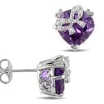 گوشواره طلای سفید با نگین آمتیس و برلیان مدل: edf1143