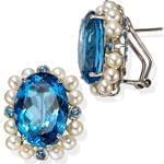 گوشواره طلا سفید با نگین مروارید و توپاز مدل: edf1147