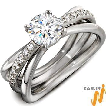 مدل حلقه نامزدی طلا سفید با نگین الماس: شماره eng2043