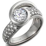 مدل حلقه نامزدی طلا سفید با نگین الماس طرح تابیده: شماره eng2047