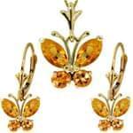 نیم ست طلا زرد با نگین سیترین پروانه ای مدل: hsdf1154