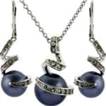 نیم ست طلا سفید با نگین مروارید و برلیان مدل: hsdf1159