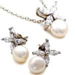 نیم ست طلا سفید با نگین مروارید و برلیان مدل: hsdf1162