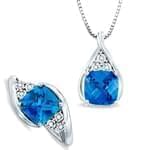 نیم ست طلا سفید با نگین توپاز و برلیان مدل: hsdf1164