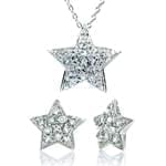 نیم ست طلا سفید با نگین برلیان طرح ستاره مدل: hsdf1165