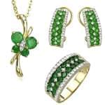 نیم ست طلا زرد با نگین زمرد و برلیان مدل: hsdf1166