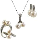 نیم ست طلا سفید با نگین مروارید و برلیان مدل: hsdf1168