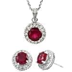 نیم ست طلا سفید با نگین یاقوت قرمز و برلیان مدل: hsdf1170