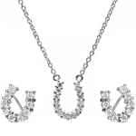 نیم ست طلا سفید با نگین برلیان طرح نعل مدل: hsdf1171