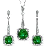 نیم ست طلا سفید با نگین زمرد و برلیان مدل: hsdf1174