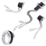 نیم ست طلا سفید با نگین الماس سیاه و برلیان مدل: hsdf1175