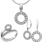 نیم ست طلا سفید با نگین برلیان طرح دایره مدل: hsdf1177