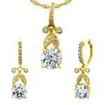 نیم ست طلا زرد با نگین برلیان طرح گل مدل: hsdf1179