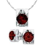 نیم ست طلا سفید با نگین یاقوت قرمز مدل: hsdf1182