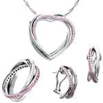 نیم ست طلا سفید با نگین تورمالین طرح قلب مدل: hsdf1184