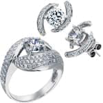 نیم ست طلا سفید با نگین الماس مدل: hsdf1186