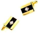 دکمه سر دست طلا زرد با نگین انیکس و الماس مدل: cdm1068