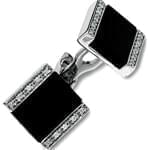 دکمه سر دست طلا سفید با نگین انیکس و الماس مدل: cdm1069