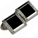 دکمه سر دست طلا سفید با نگین انیکس و الماس مدل: cdm1071