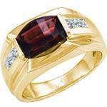 انگشتر طلا زرد با نگین گارنت و الماس تراش برلیان: مدل rgm1240