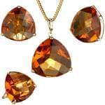 نیم ست سیترین با طلای رزگلد مدل: hsdf1203