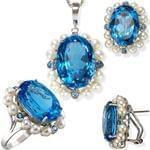 نیم ست توپاز و مروارید با طلای سفید مدل: hsdf1206