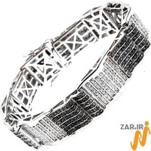 دستبند مردانه طلا سفید با نگین الماس مدل: bdm1025