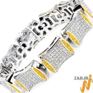 دستبند مردانه طلا سفید با نگین الماس مدل: bdm1026