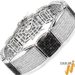 دستبند مردانه طلا سفید با نگین الماس مدل: bdm1027