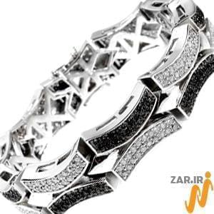 دستبند مردانه طلا سفید با نگین الماس مدل: bdm1028