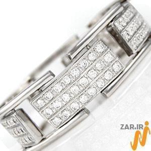 دستبند مردانه طلا سفید با نگین الماس مدل: bdm1029