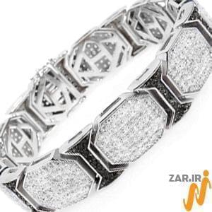 دستبند مردانه طلا سفید با نگین الماس مدل: bdm1031