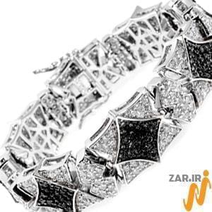 دستبند مردانه طلا سفید با نگین الماس مدل: bdm1032