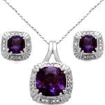 نیم ست طلا سفید با نگین آمتیس و الماس مدل: hsdf1152