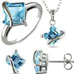 نیم ست طلا سفید با نگین توپاز مدل: hsdf1161