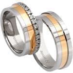 ست حلقه عروسی طلا سفید و زرد با نگین الماس مدل: srde1056