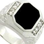 انگشتر مردانه طلا سفید با نگین انیکس و الماس: مدل rgm1014