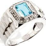 انگشتر رولکسی طلا سفید با نگین توپاز و الماس تراش برلیان: مدل rgm1015 