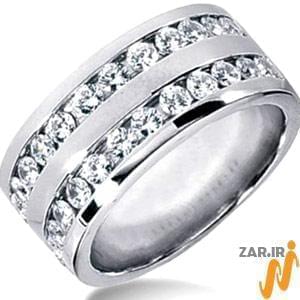 انگشتر مردانه طلا سفید با نگین الماس: مدل rgm1021