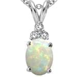 آویز طلای سفید با نگین اپال و الماس مدل: Prf1006