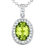 آویز طلای سفید با نگین زبرجد و الماس مدل: Prf1013